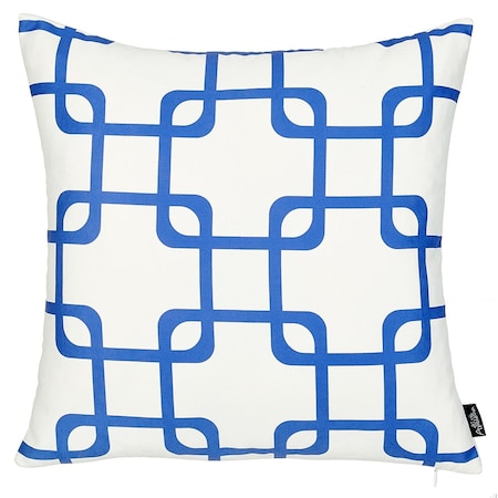 Homeroots Blue Geometric Squares Decorative Throw Pillow Cover 18 x 18 in. 355594